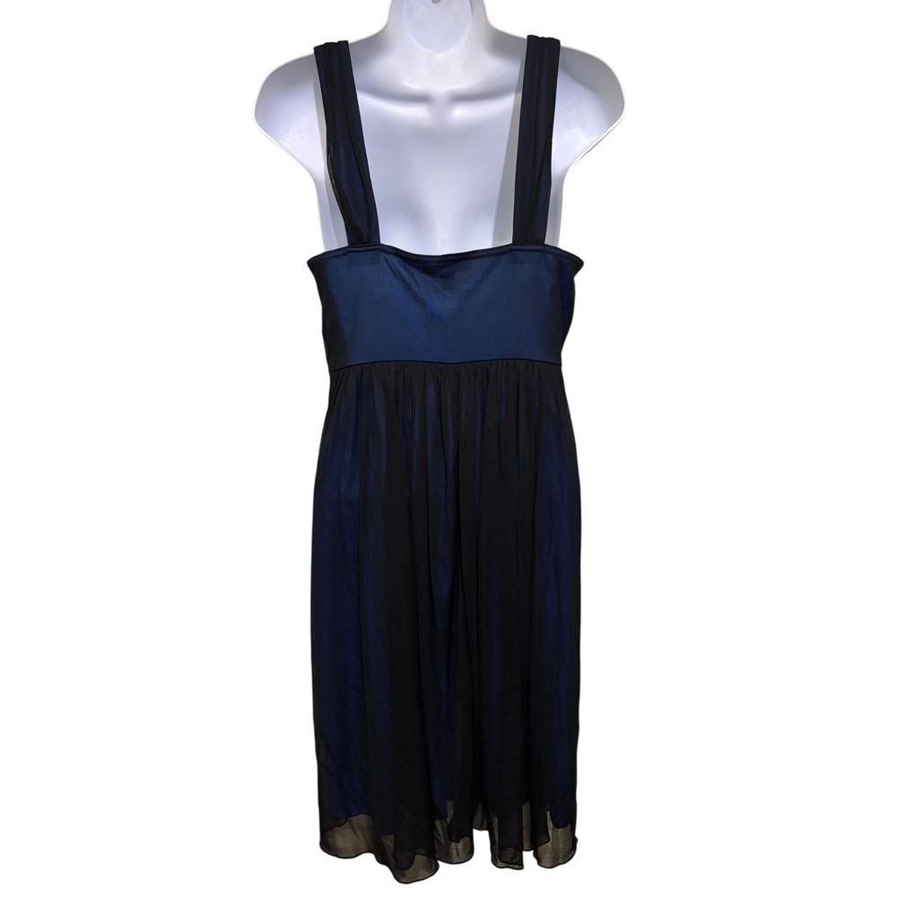 Y2K Sheer Overlay Dress SZ Medium Black Blue Sequin Empire Party Cocktail Fairy - Picture 4 of 11